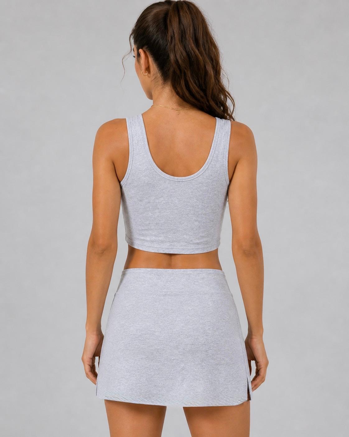 Women's padel set Soft Grey ZAS | Skirt + Technical recycled SEAQUAL® top