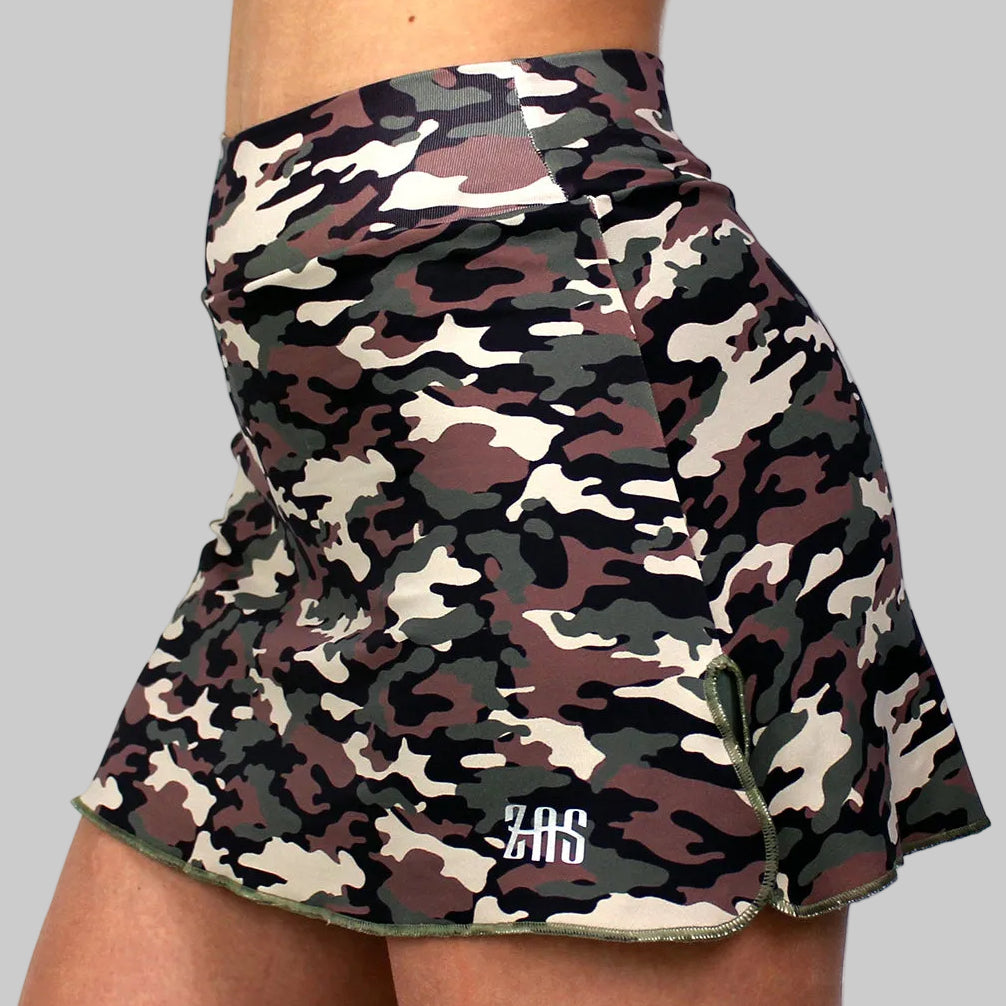Falda de pádel técnica femenina tejido ecológico estampado camuflaje zas