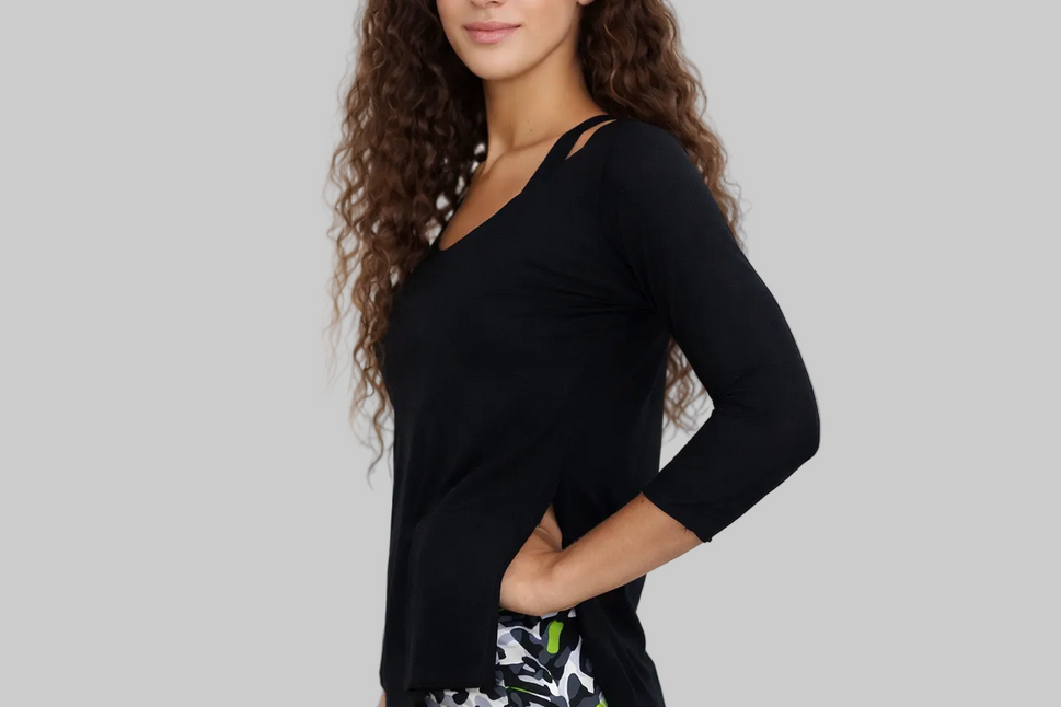 Camiseta de Pádel Tres CuartosM / Negro