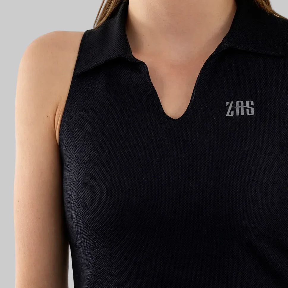 Polo Técnico de Pádel ZAS – Piqué EcológicoM / Negro