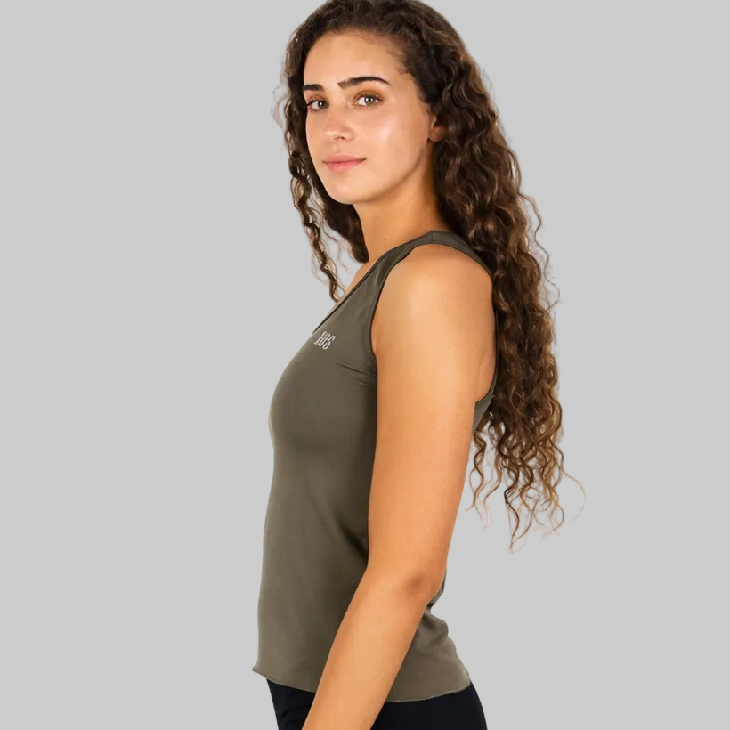 Camiseta técnica femenina de pádel zas color bronce lateral