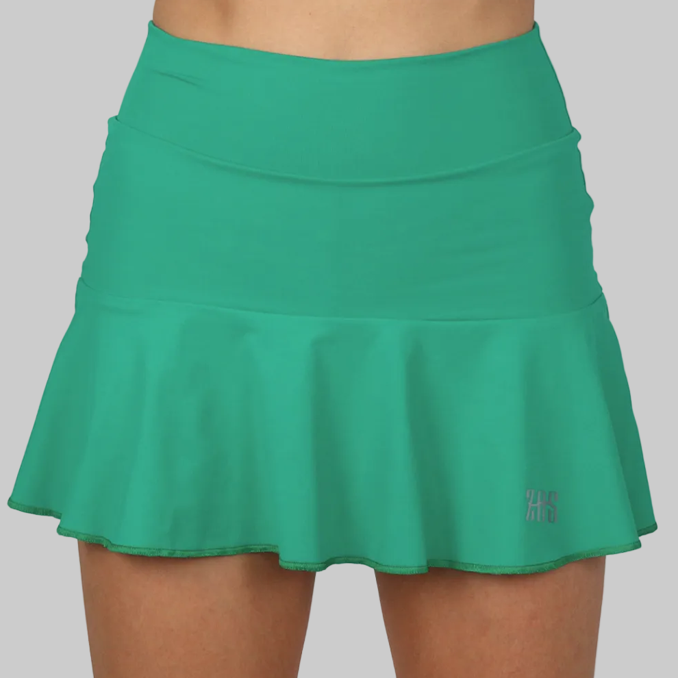 Falda de pádel femenino cn vuelo, tela ecológica color verde esmeralda zas