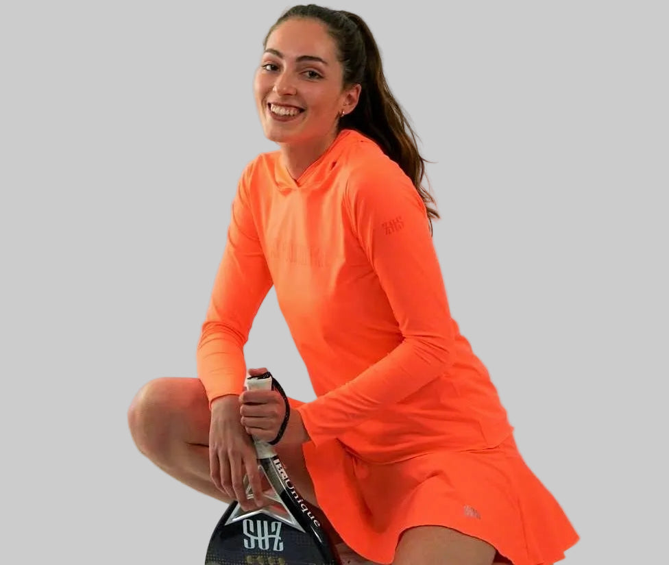 hoodie técnica naranja flúor para pádel y tenis ZAS