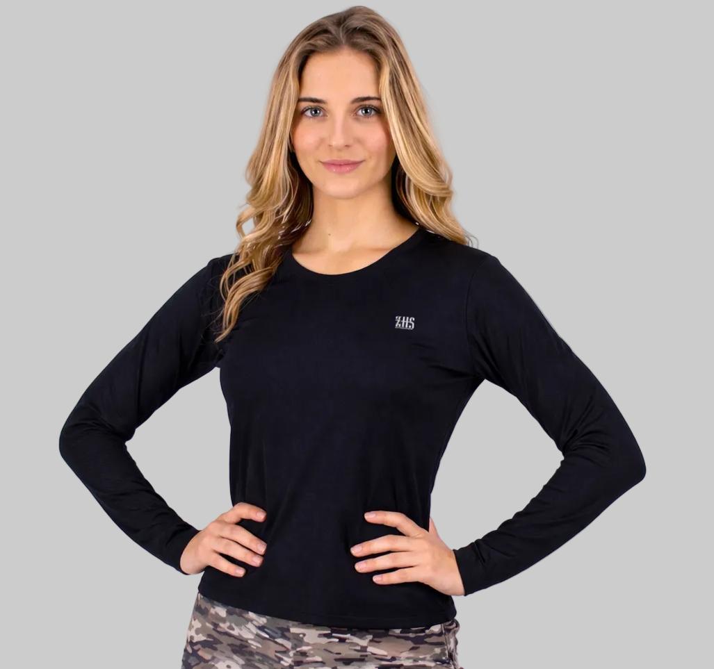 camiseta de mujer técnica manga larga para jugar al padel zas