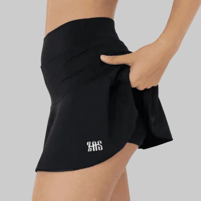 Falda de padel negra con vuelo tejido técnico