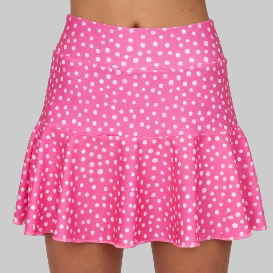 Falda con vuelo de pádel, femenina y vaporosa, color rosa chicle.