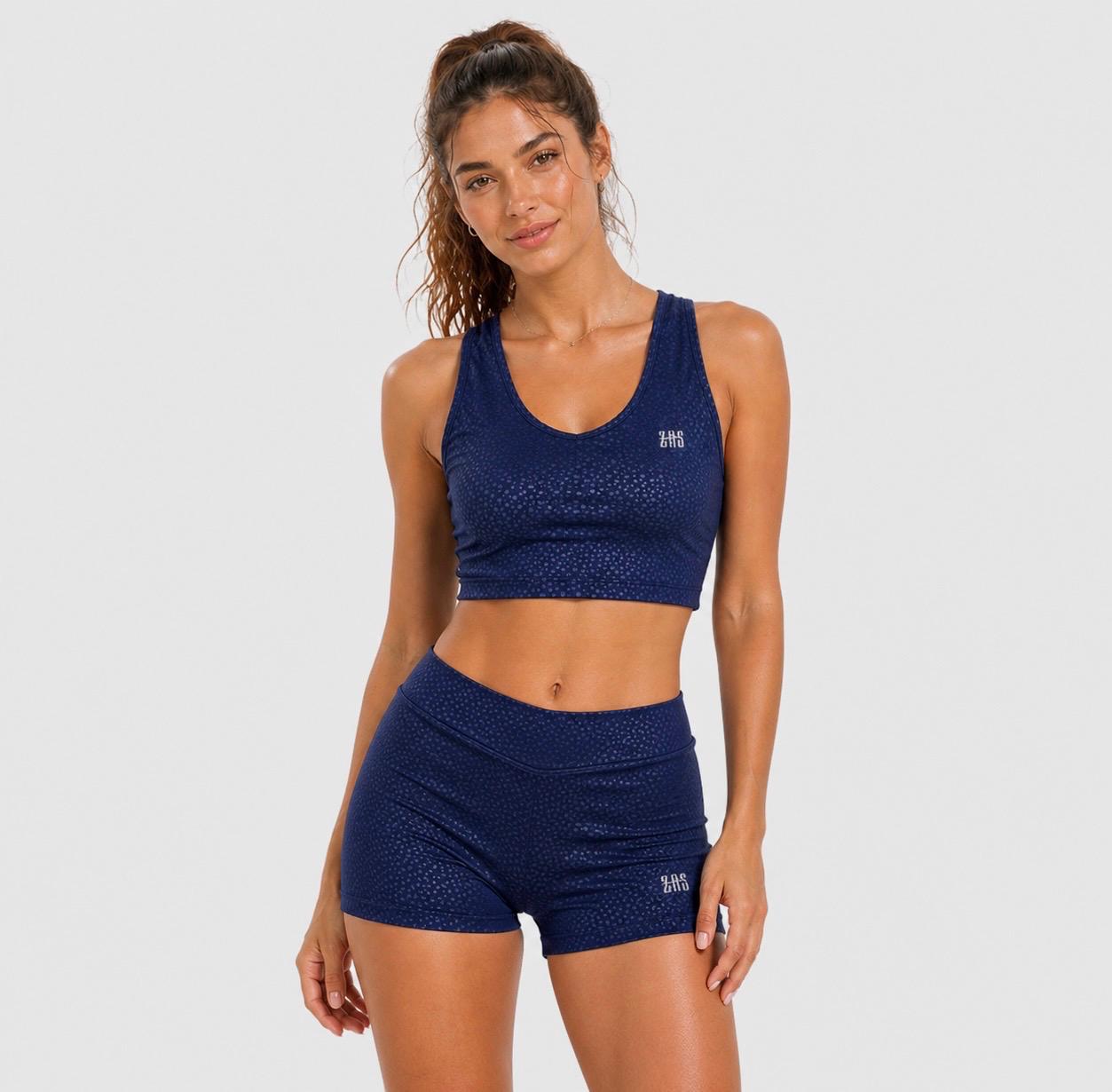 Conjunto femenino de pádel short y top azul marino