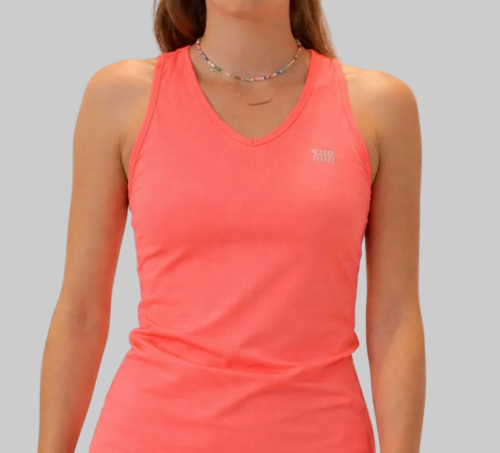 Camiseta femenina de pádel color coral