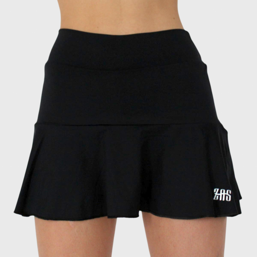 Falda de padel swing negra muy femenina con vuelo y movimientos zas