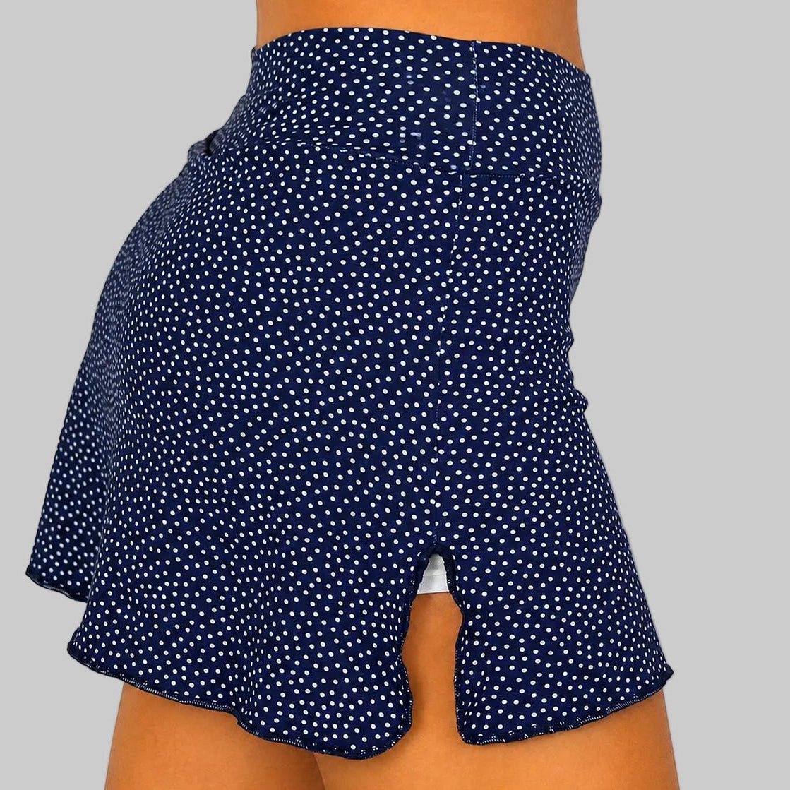 Falda de pádel femenina con topos blancos 