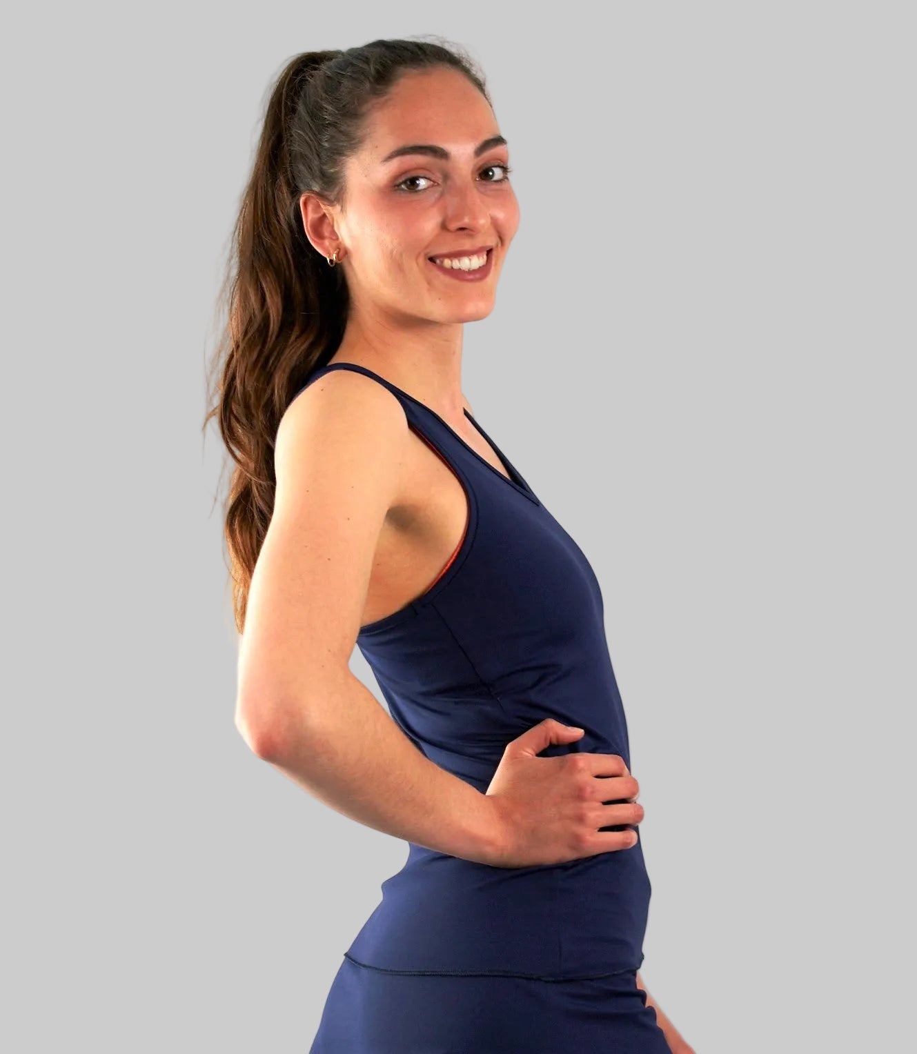 Top técnico de pádel mujer azul marino STAY ZAS con tejido sostenible SEAQUAL